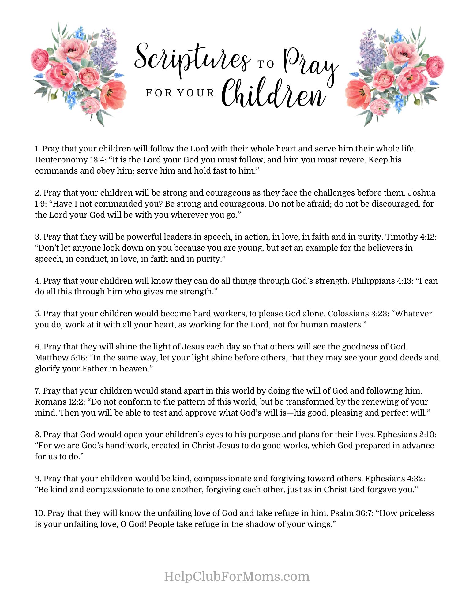 Scriptures to Pray for Your Children (1)